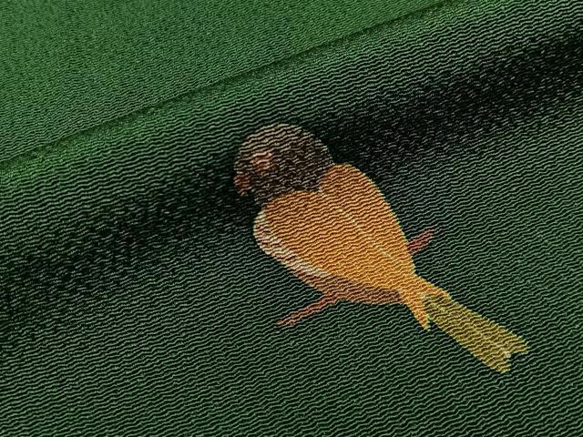 平和屋着物●上質な小紋　休み鳥　鬼しぼ縮緬　正絹　逸品　BAAY6050hj