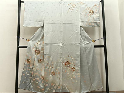 平和屋着物■訪問着　雪輪草花文　暈し染め　金銀彩　正絹　逸品　BAAY6051hj