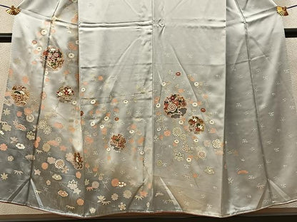 平和屋着物■訪問着　雪輪草花文　暈し染め　金銀彩　正絹　逸品　BAAY6051hj