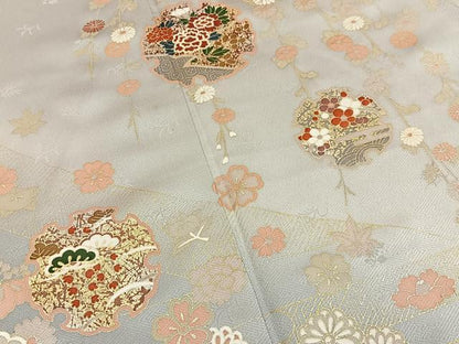 平和屋着物■訪問着　雪輪草花文　暈し染め　金銀彩　正絹　逸品　BAAY6051hj