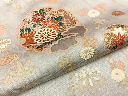 平和屋着物■訪問着　雪輪草花文　暈し染め　金銀彩　正絹　逸品　BAAY6051hj