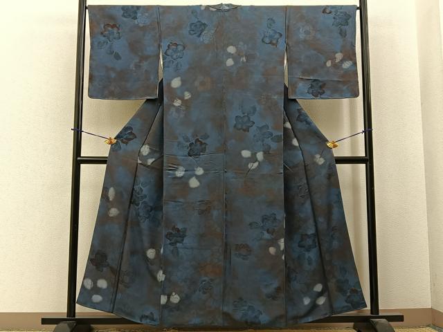 平和屋着物●上質な小紋　地紋起こし　草花文　正絹　逸品　BAAY6058hj