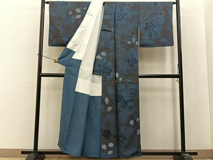 平和屋着物●上質な小紋　地紋起こし　草花文　正絹　逸品　BAAY6058hj