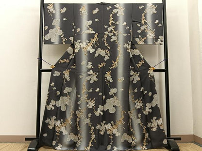 平和屋着物●上質な小紋　草花文　暈し染め　正絹　逸品　BAAY6059hj