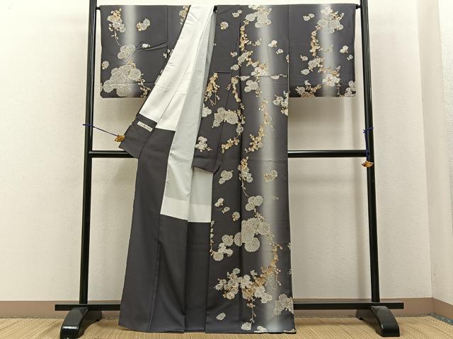 平和屋着物●上質な小紋　草花文　暈し染め　正絹　逸品　BAAY6059hj