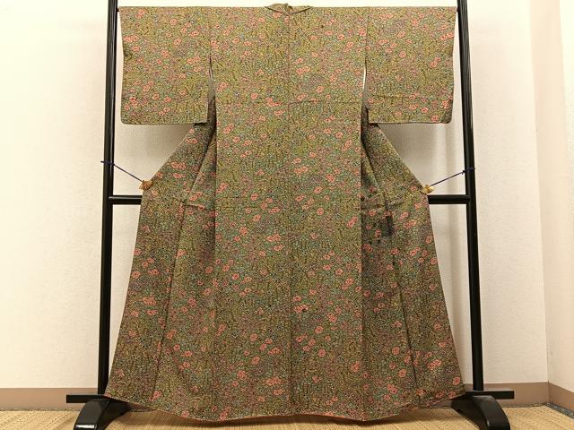 平和屋着物■上質な小紋　草花尽くし　正絹　逸品　BAAY6061hj