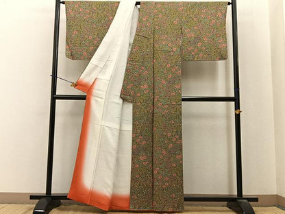平和屋着物■上質な小紋　草花尽くし　正絹　逸品　BAAY6061hj
