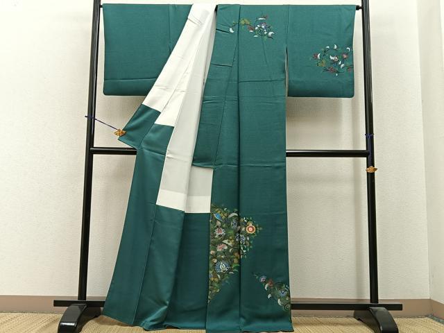平和屋着物●訪問着　更紗花唐草文　金彩　正絹　逸品　BAAY6062hj