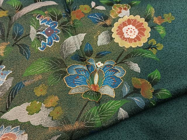 平和屋着物●訪問着　更紗花唐草文　金彩　正絹　逸品　BAAY6062hj