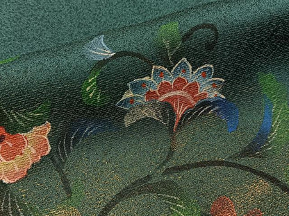 平和屋着物●訪問着　更紗花唐草文　金彩　正絹　逸品　BAAY6062hj