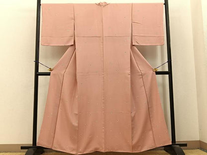 平和屋着物●上質な小紋　舞桜文　正絹　逸品　BAAY6063hj