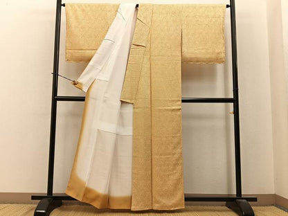 平和屋着物■大変加工の良い総絞り小紋　正絹　逸品　BAAY6066hj