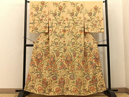 平和屋着物●訪問着　更紗花唐草文　金彩　正絹　逸品　BAAY6067hj