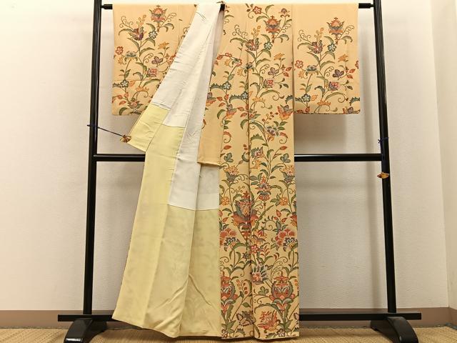 平和屋着物●訪問着　更紗花唐草文　金彩　正絹　逸品　BAAY6067hj