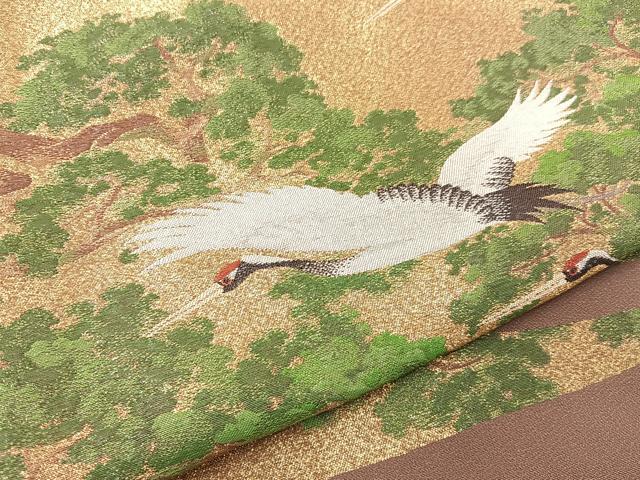 平和屋着物●豪華色留袖　寿光織　群鶴浜松文　正絹　逸品　BAAY6072hj