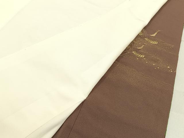 平和屋着物●豪華色留袖　寿光織　群鶴浜松文　正絹　逸品　BAAY6072hj