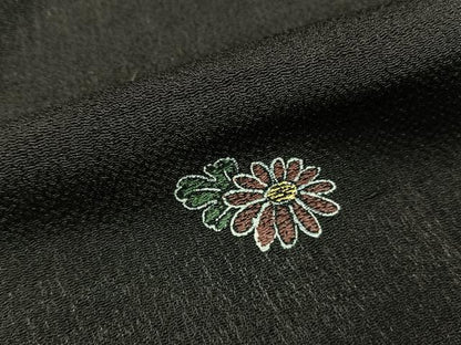 平和屋着物■上質な小紋　吹き寄せ文　黒地　金彩　正絹　逸品　BAAY6086hj