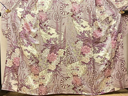 平和屋着物●豪華振袖　御所車花文　金彩　正絹　逸品　BAAY6087hj