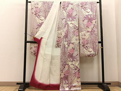 平和屋着物●豪華振袖　御所車花文　金彩　正絹　逸品　BAAY6087hj