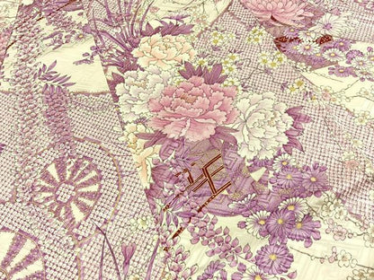 平和屋着物●豪華振袖　御所車花文　金彩　正絹　逸品　BAAY6087hj