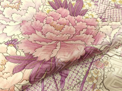 平和屋着物●豪華振袖　御所車花文　金彩　正絹　逸品　BAAY6087hj