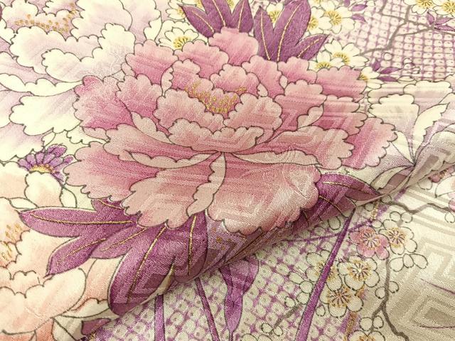 平和屋着物●豪華振袖　御所車花文　金彩　正絹　逸品　BAAY6087hj