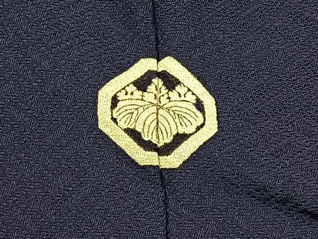 平和屋着物■上質な色無地　亀甲花地紋　藍鉄色　正絹　逸品　BAAY6091hj