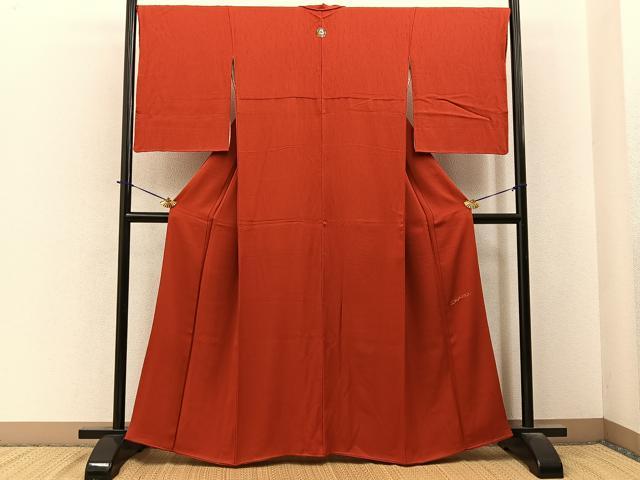 平和屋着物●ファッションデザイナー　HIROKO KOSHINO　コシノヒロコ監修　色無地　茜色　正絹　逸品　BAAY6093hj