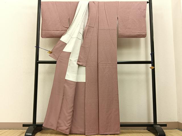 平和屋着物■上質な色無地　紋意匠　鴇浅葱色　正絹　逸品　BAAY6094hj