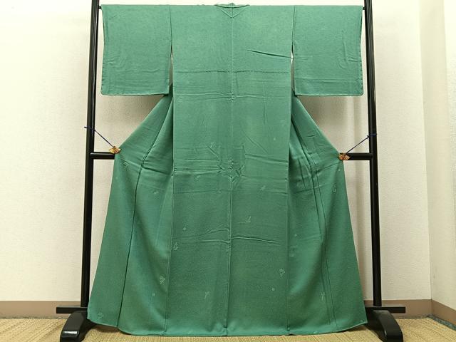 平和屋着物■世界的ファッションデザイナー　山本寛斎　kansaiブランド監修　色無地　花地紋　薄緑色　さが美扱い　正絹　逸品　BAAY6095hj