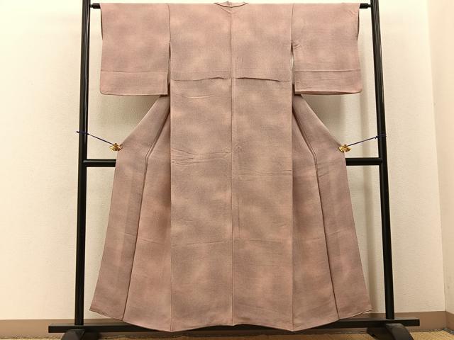 平和屋着物■上質な小紋　霞文　暈し染め　鬼しぼ縮緬　正絹　逸品　BAAY6099hj