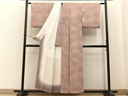 平和屋着物■上質な小紋　霞文　暈し染め　鬼しぼ縮緬　正絹　逸品　BAAY6099hj