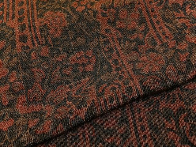 平和屋着物■上質な小紋　花唐草文　鬼しぼ縮緬　正絹　逸品　BAAY6101hj