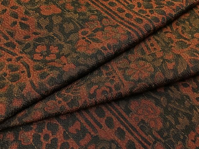 平和屋着物■上質な小紋　花唐草文　鬼しぼ縮緬　正絹　逸品　BAAY6101hj