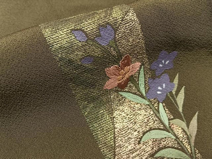 平和屋着物●訪問着　刺繍　短冊秋草文　暈し染め　金彩　正絹　逸品　BAAY6102hj