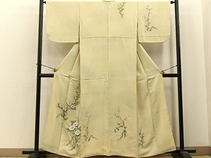 平和屋着物■訪問着　手描き　流水花文　暈し染め　金彩　正絹　逸品　BAAY6107hj