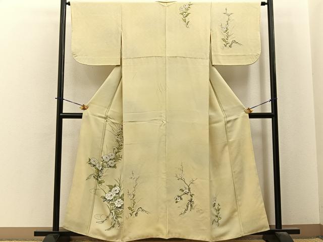 平和屋着物■訪問着　手描き　流水花文　暈し染め　金彩　正絹　逸品　BAAY6107hj