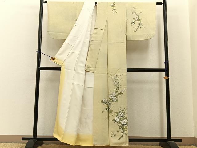 平和屋着物■訪問着　手描き　流水花文　暈し染め　金彩　正絹　逸品　BAAY6107hj