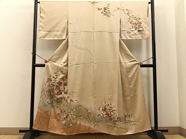 平和屋着物■訪問着　御所車花文　暈し染め　金彩　正絹　逸品　BAAY6114hj