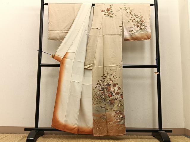 平和屋着物■訪問着　御所車花文　暈し染め　金彩　正絹　逸品　BAAY6114hj