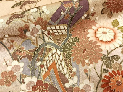 平和屋着物■訪問着　御所車花文　暈し染め　金彩　正絹　逸品　BAAY6114hj