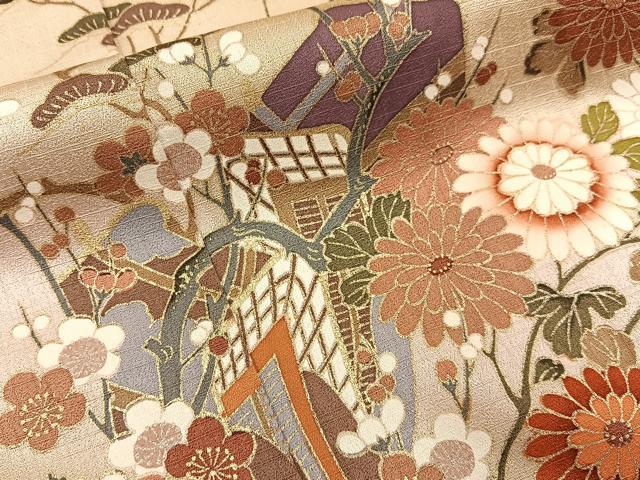 平和屋着物■訪問着　御所車花文　暈し染め　金彩　正絹　逸品　BAAY6114hj