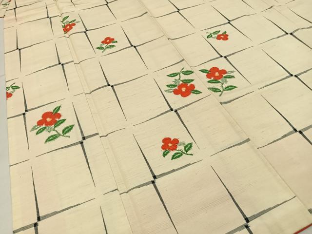 平和屋着物■上質な紬　椿　正絹　逸品　BAAY6122hj