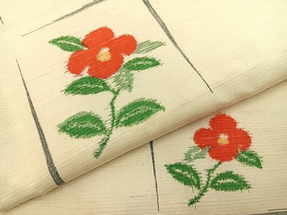 平和屋着物■上質な紬　椿　正絹　逸品　BAAY6122hj