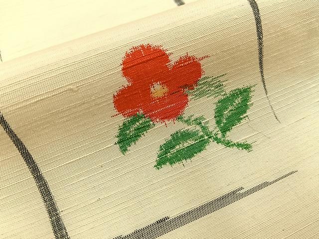 平和屋着物■上質な紬　椿　正絹　逸品　BAAY6122hj