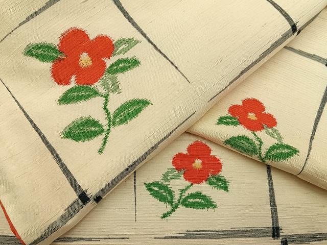 平和屋着物■上質な紬　椿　正絹　逸品　BAAY6122hj