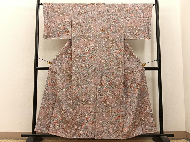 平和屋着物■上質な小紋　花鳥文　金彩　正絹　逸品　BAAY6123hj