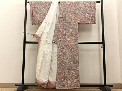 平和屋着物■上質な小紋　花鳥文　金彩　正絹　逸品　BAAY6123hj