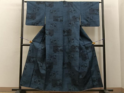平和屋着物■上質な紬　草花文　正絹　逸品　BAAY6128hj