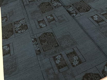 平和屋着物■上質な紬　草花文　正絹　逸品　BAAY6128hj